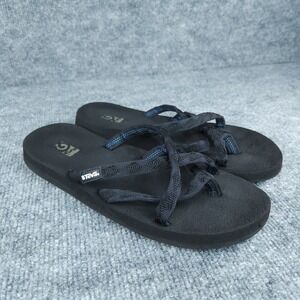 Teva Flip Flop Sandals Women's Size 7 Black Fabric Strappy Mush Soles